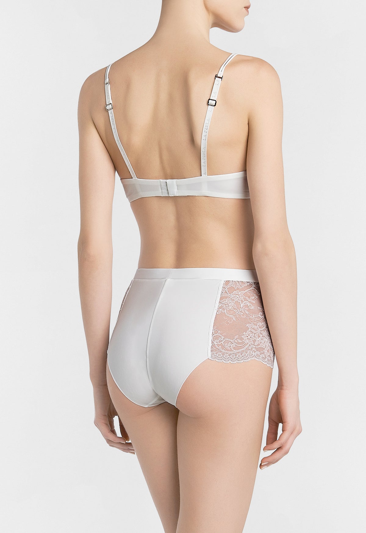 White Leavers lace high-waisted brief