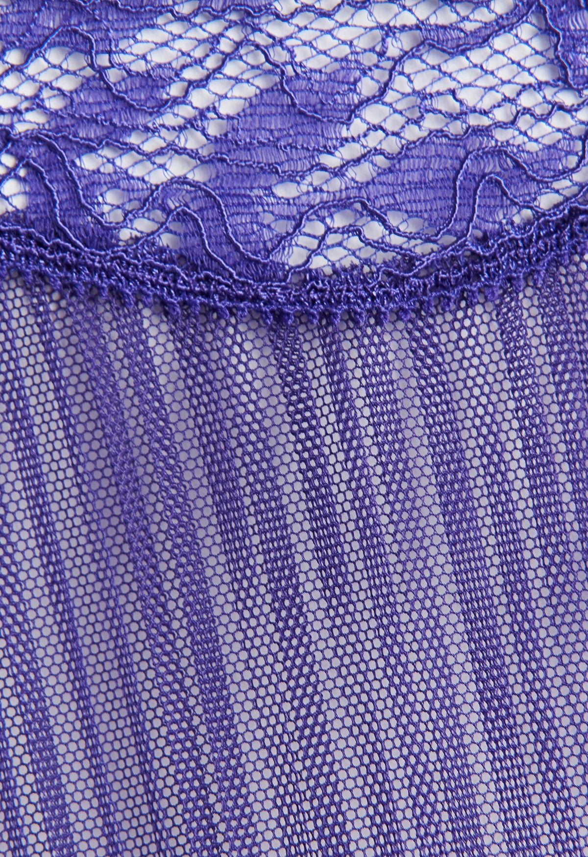 Violet Semi-Sheer Tulle With Leavers Lace