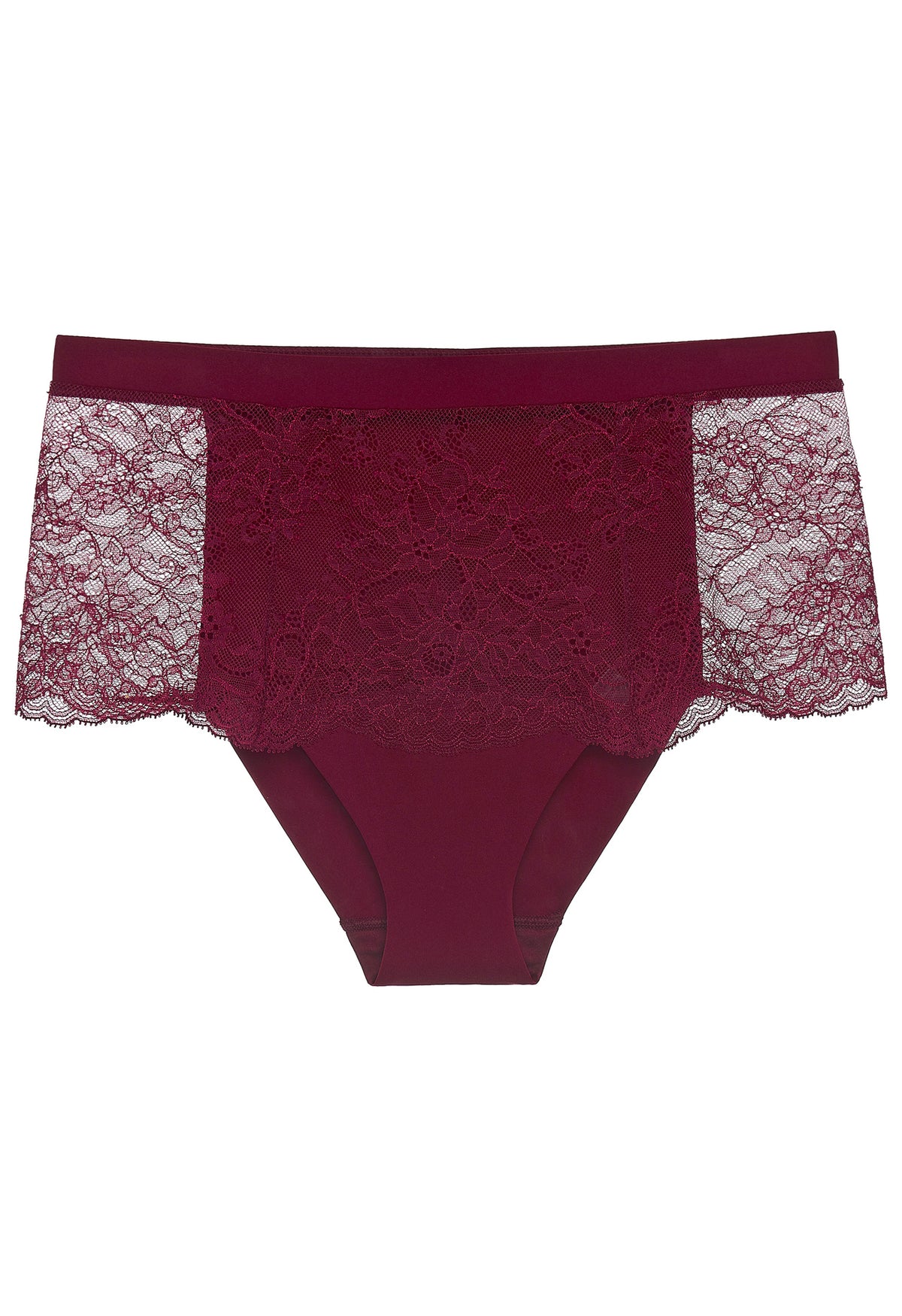 Cranberry Leavers lace high-waisted brief
