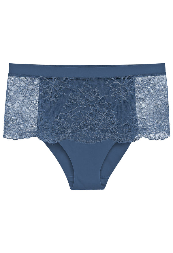 Blue Leavers lace high-waisted brief
