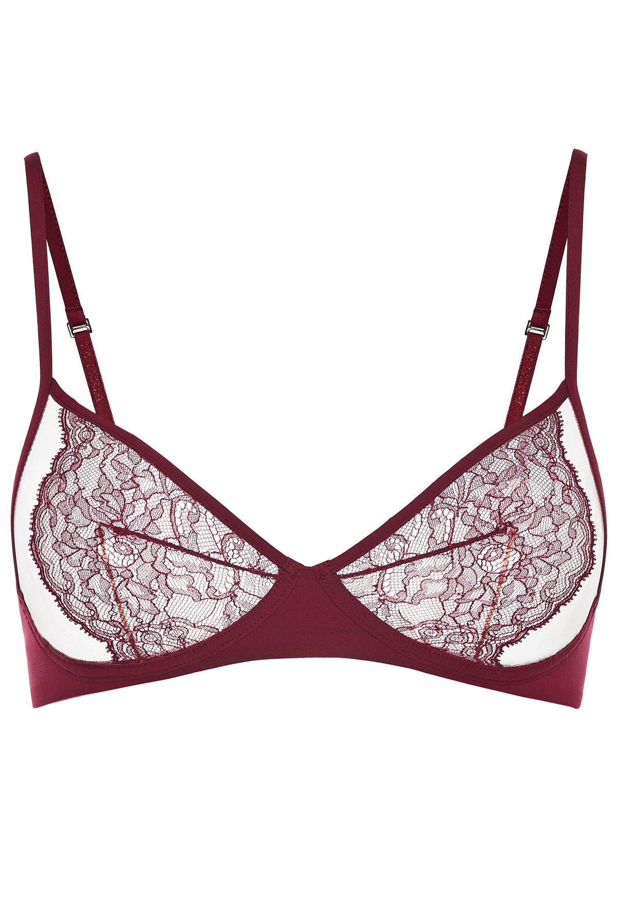 Cranberry Leavers lace non-wired bra