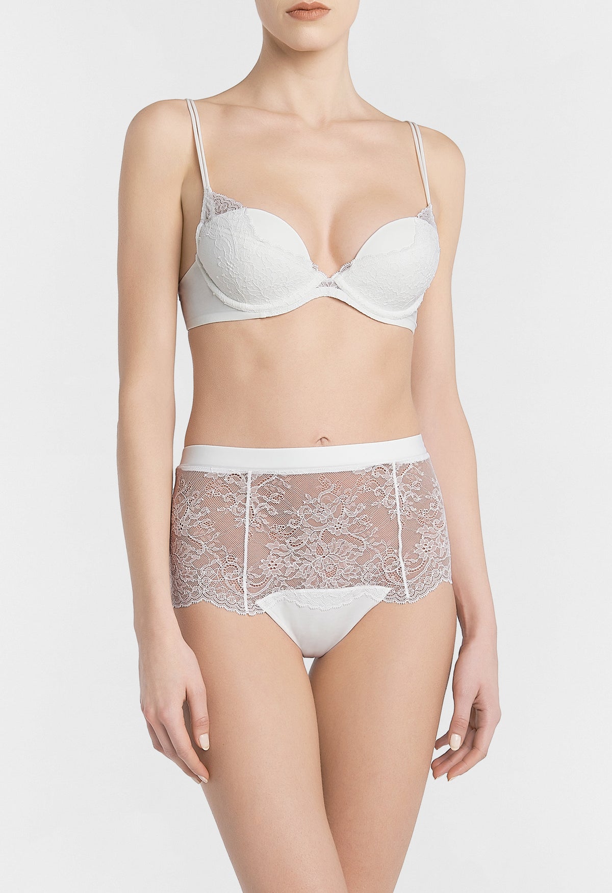White Leavers lace high-waisted brief – Vantage - Clean
