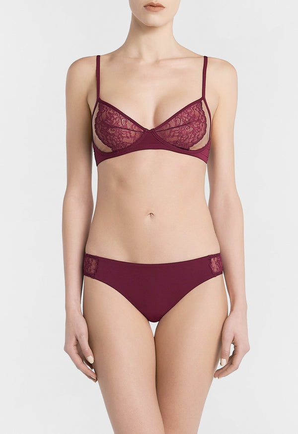 Cranberry Leavers lace high-waisted brief