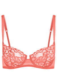 Coral Balconette Bra in Leavers Lace and Stretch Tulle
