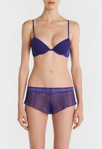 Violet Push up Bra in Pleated Tulle and Leavers Lace