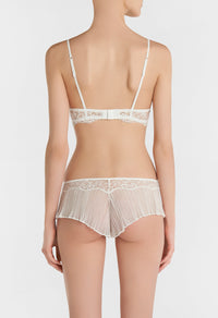 Off-White Push up Bra in Pleated Tulle and Leavers Lace