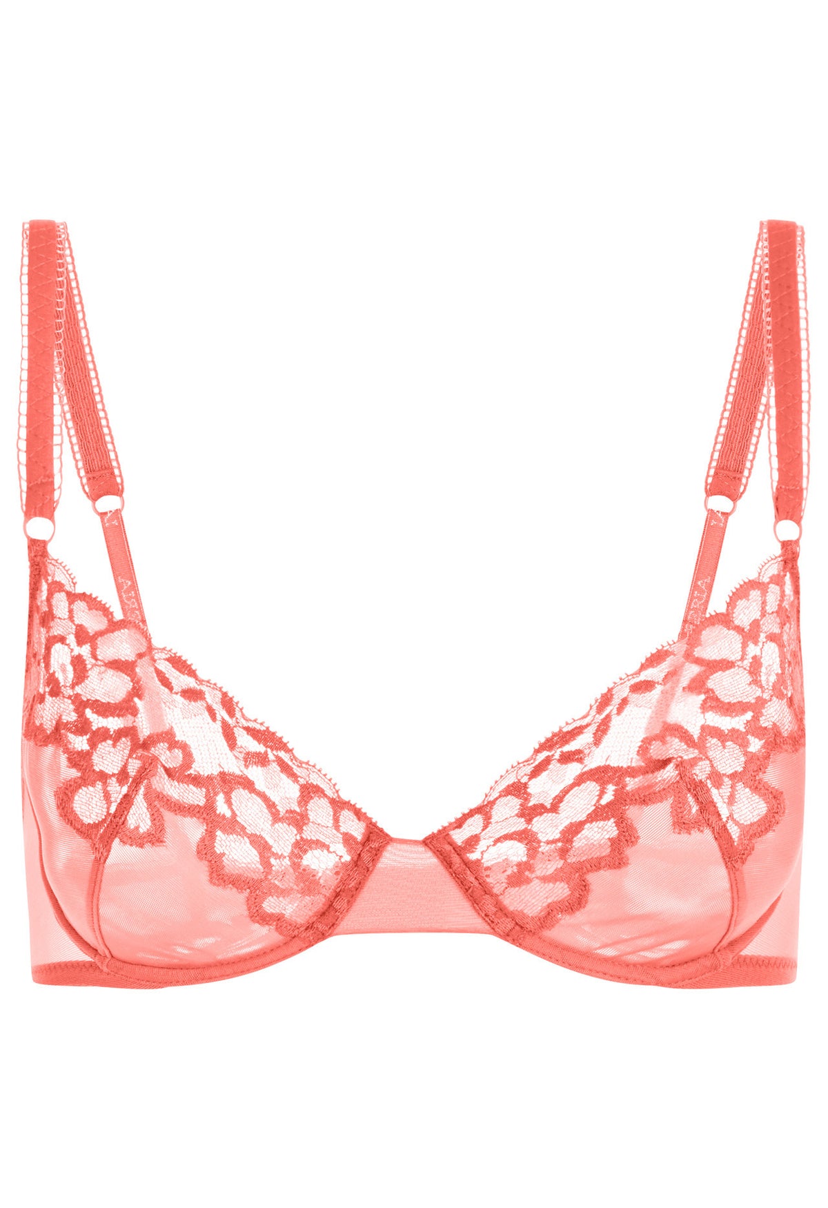 Coral Underwire Bra in Leavers Lace and Stretch Tulle