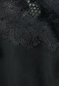 Black Stretch Tulle Brazillian Briefs with Leavers Lace