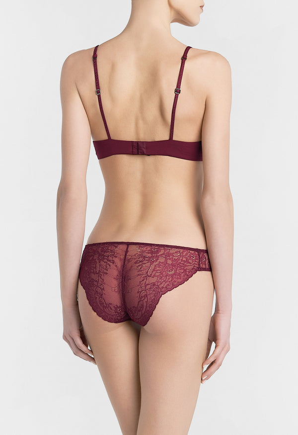 Cranberry Leavers lace non-wired bra