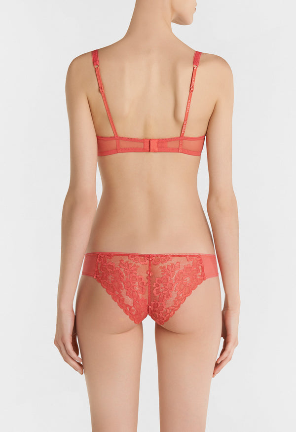 Coral Underwire Bra in Leavers Lace and Stretch Tulle