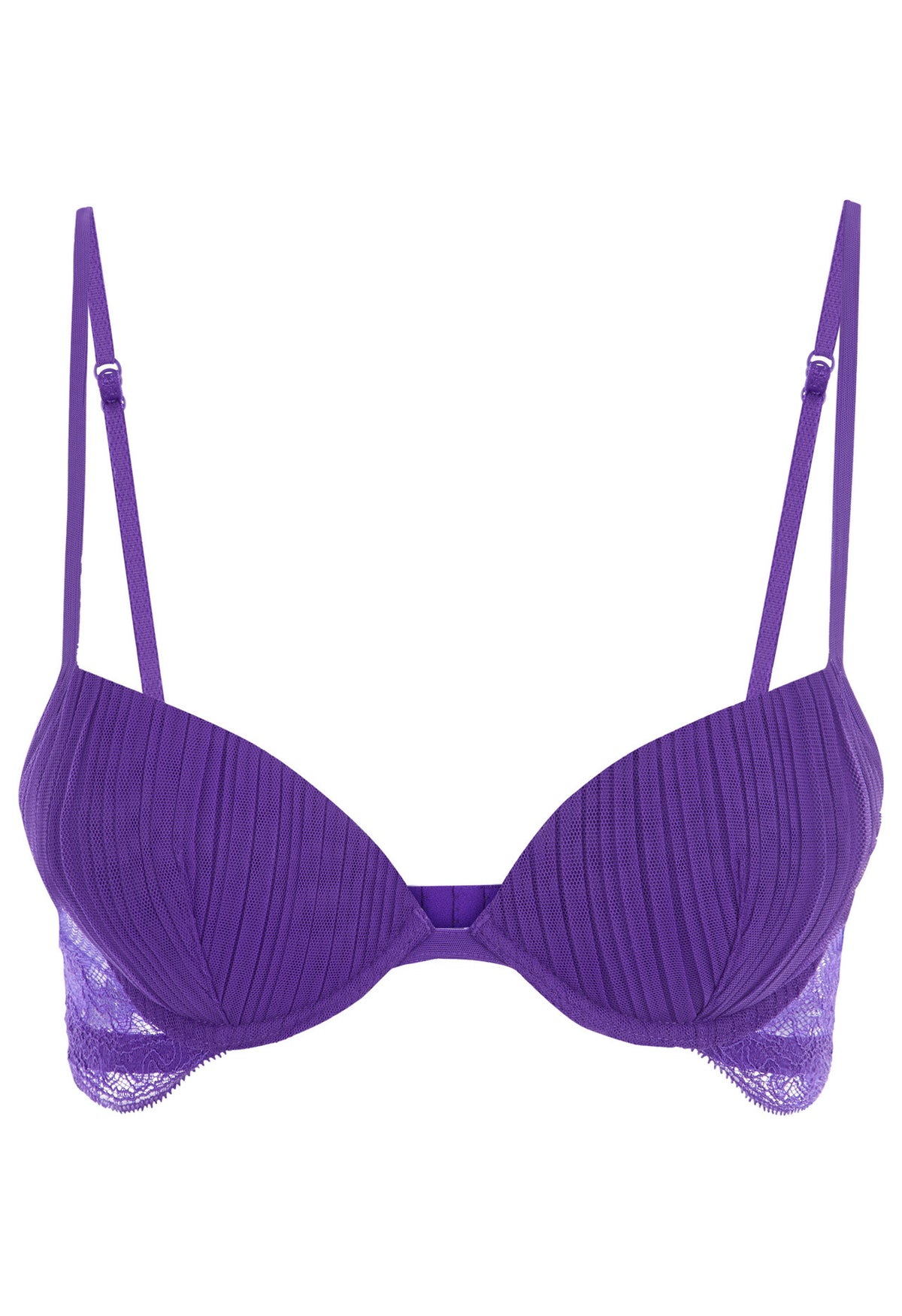 Violet Push up Bra in Pleated Tulle and Leavers Lace – Vantage - Clean