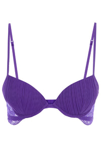 Violet Push up Bra in Pleated Tulle and Leavers Lace