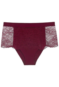 Cranberry Leavers lace high-waisted brief