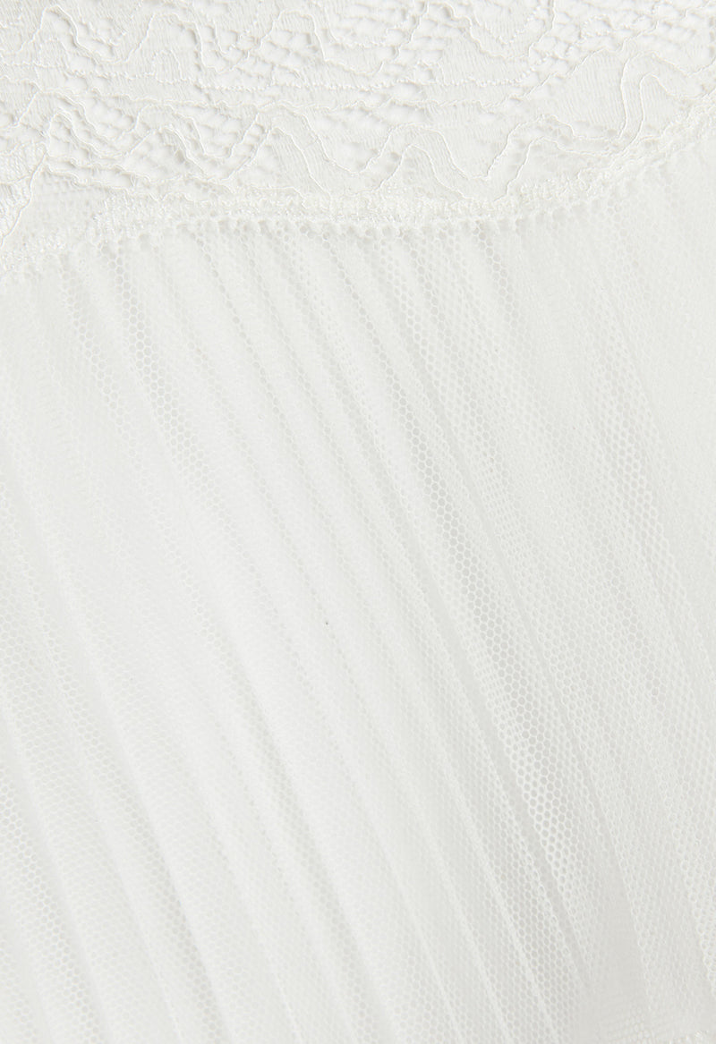 Off-White Semi-Sheer Tulle With Leavers Lace